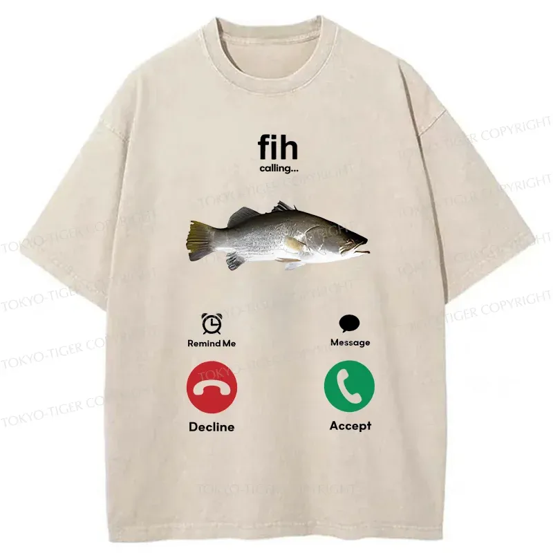 Tokyo-Tiger Fih Calling Washed T-Shirt