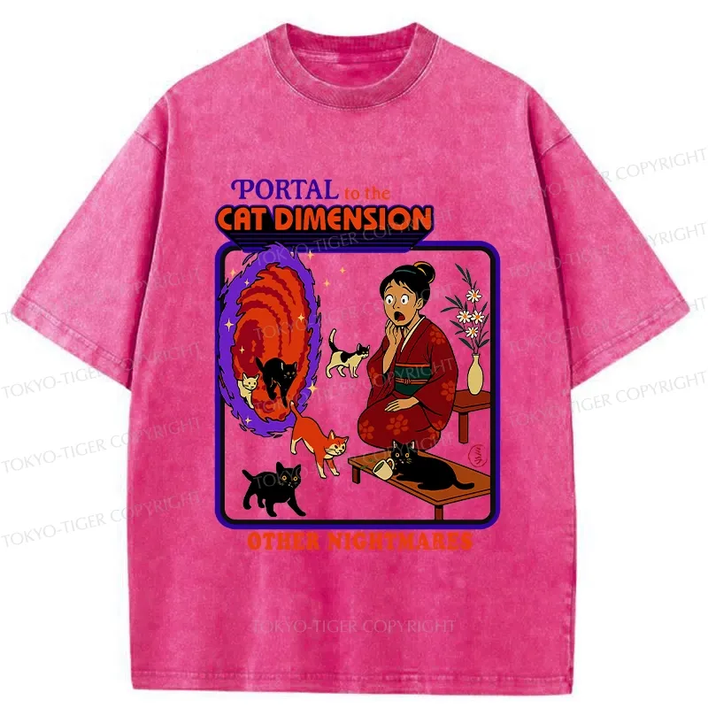 Tokyo-Tiger Portal To The Cat Dimension Washed T-Shirt