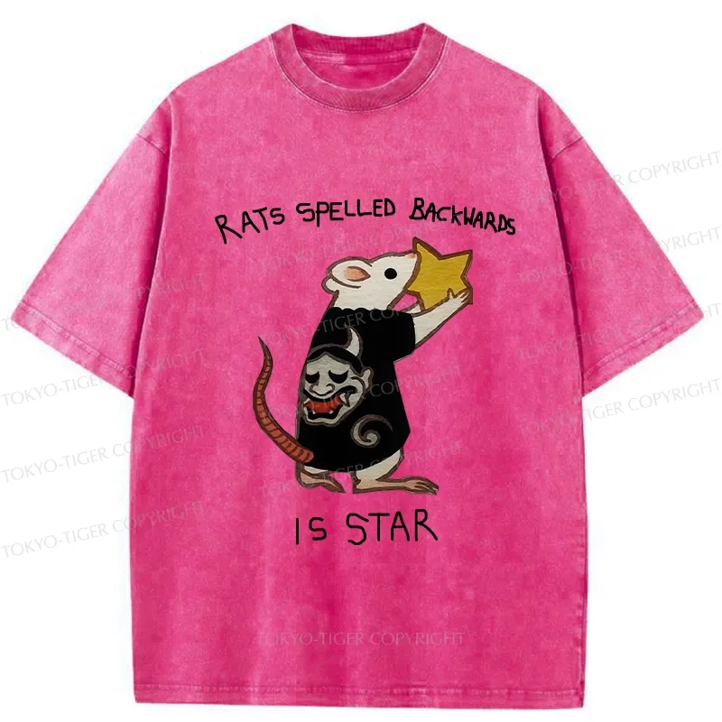 Tokyo-Tiger Rats Spelled Backwards Is Star Funny Washed T-Shirt