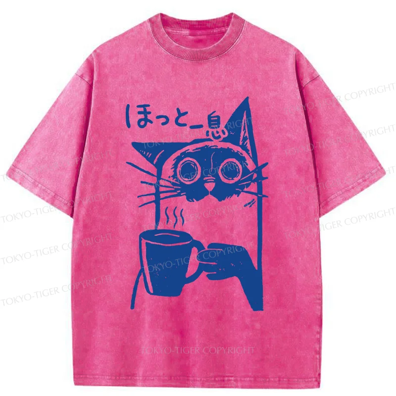 Tokyo-Tiger Resting Cat Washed T-Shirt
