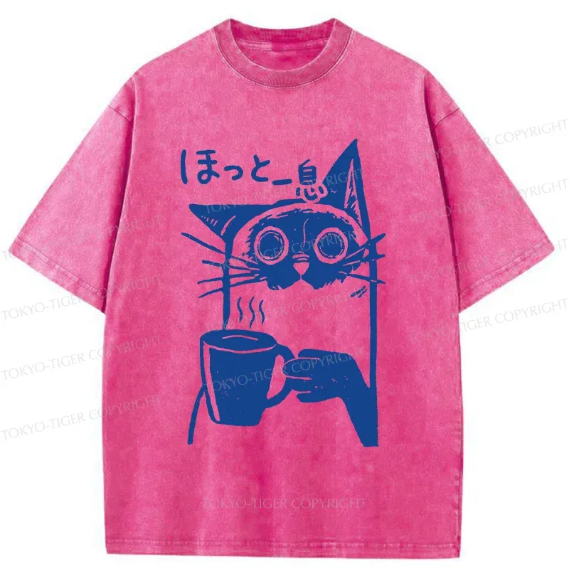 Tokyo-Tiger Resting Cat Washed T-Shirt