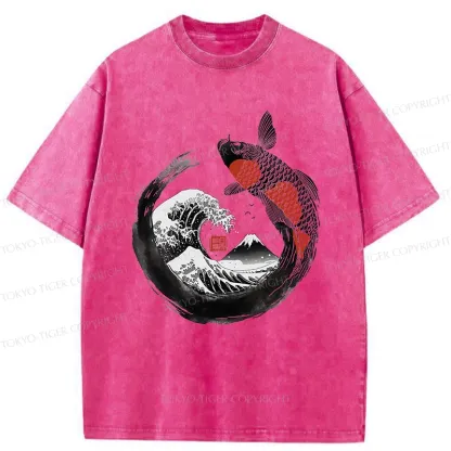 Tokyo-Tiger Retro Koi Enso Washed T-Shirt