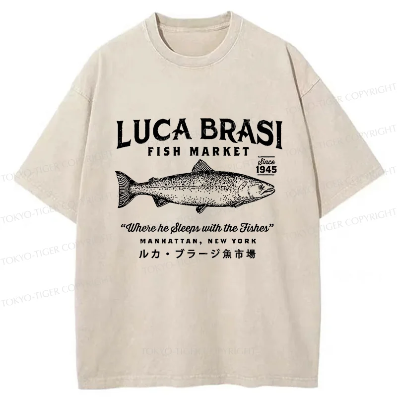Tokyo-Tiger Funny Fish Market Washed T-Shirt