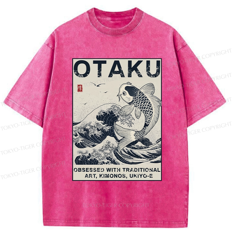 Tokyo-Tiger Otaku Traditional Ukiyo-E Washed T-Shirt