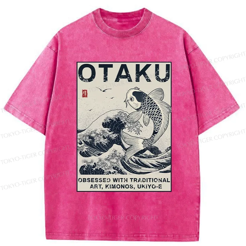 Tokyo-Tiger Otaku Traditional Ukiyo-E Washed T-Shirt