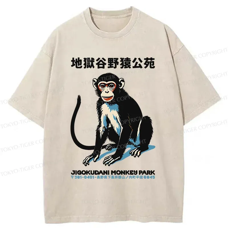 Tokyo-Tiger Japan Monkey Park Washed T-Shirt