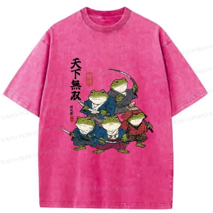 Tokyo-Tiger Five Frog Samurai Washed T-Shirt