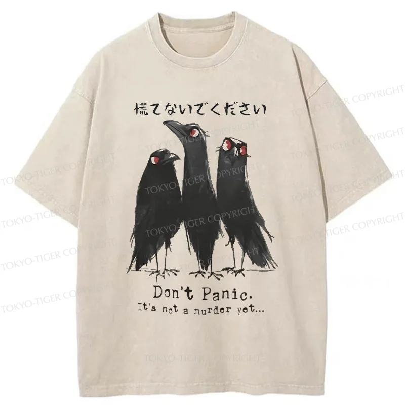 Tokyo-Tiger Funny Three Crows Washed T-Shirt