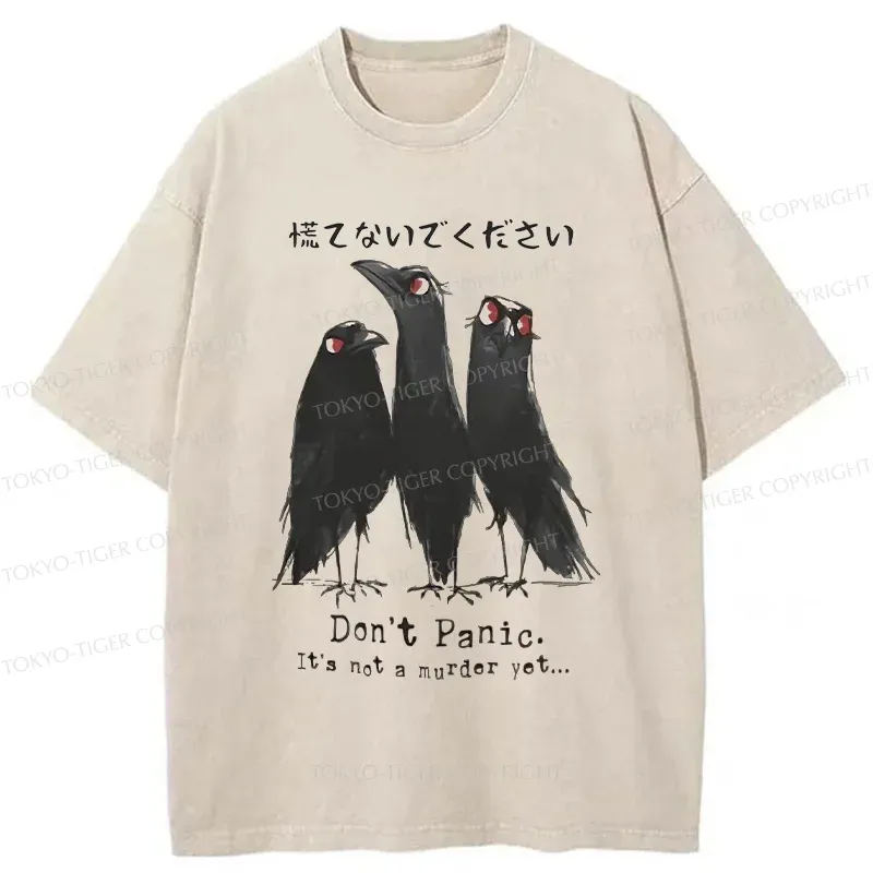 Tokyo-Tiger Funny Three Crows Washed T-Shirt