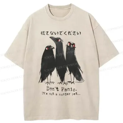Tokyo-Tiger Funny Three Crows Washed T-Shirt