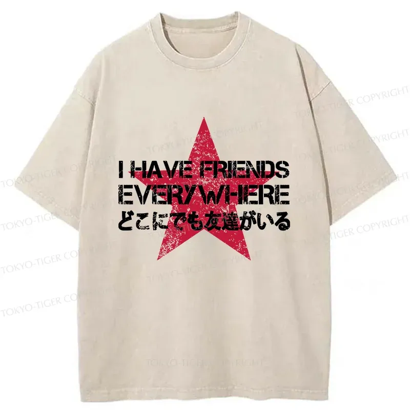 Tokyo-Tiger There Are Friends Everywhere Washed T-Shirt