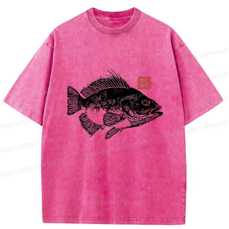 Tokyo-Tiger Fish Rubbing Washed T-Shirt