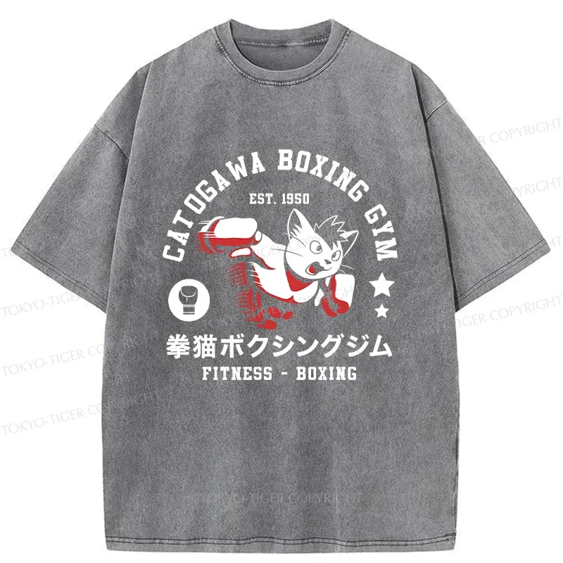 Tokyo-Tiger Boxing Cat Washed T-Shirt