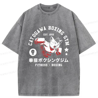 Tokyo-Tiger Boxing Cat Washed T-Shirt