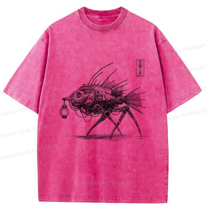 Tokyo-Tiger Mechanical Fish Washed T-Shirt