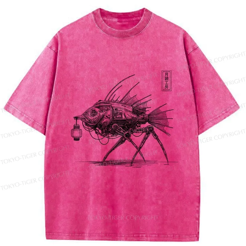 Tokyo-Tiger Mechanical Fish Washed T-Shirt