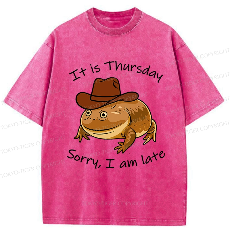 Tokyo-Tiger Funny Late Frog Washed T-Shirt