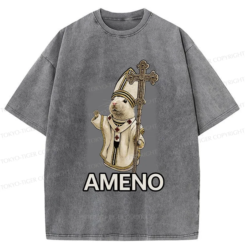 Tokyo-Tiger Papal Hamster Washed T-Shirt
