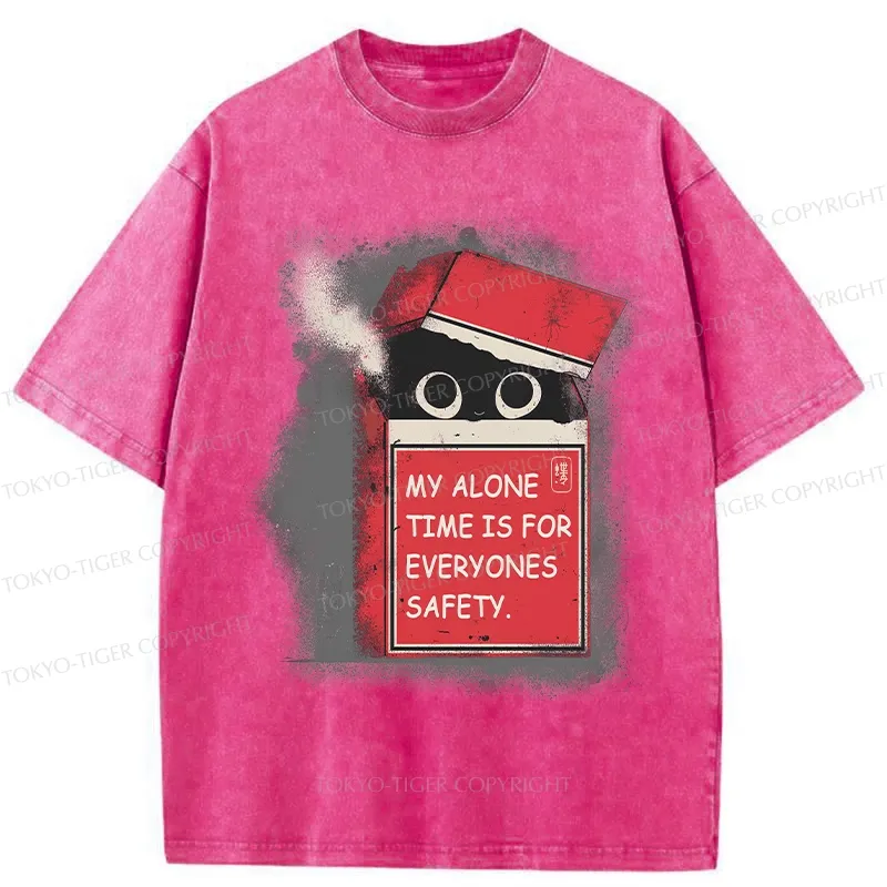 Tokyo-Tiger Funny Cat In A Cigarette Box Washed T-Shirt
