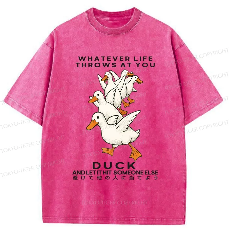 Tokyo-Tiger Funny Whatever Life Throws At You Washed T-Shirt