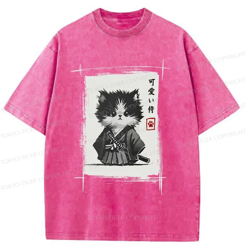 Tokyo-Tiger Kitten Samurai Washed T-Shirt