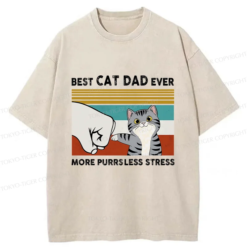 Tokyo-Tiger Funny Cat Dad Washed T-Shirt