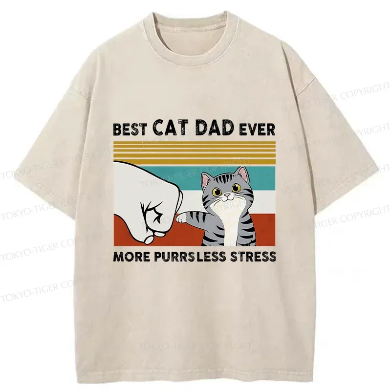 Tokyo-Tiger Funny Cat Dad Washed T-Shirt