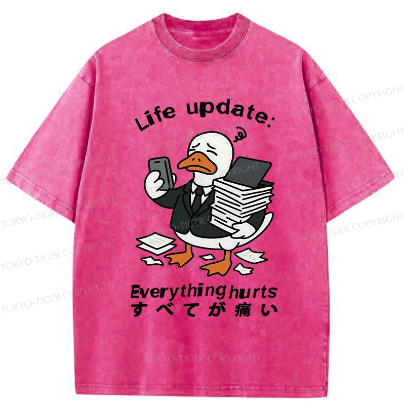 Tokyo-Tiger Life Update Everything Hurts Washed T-Shirt