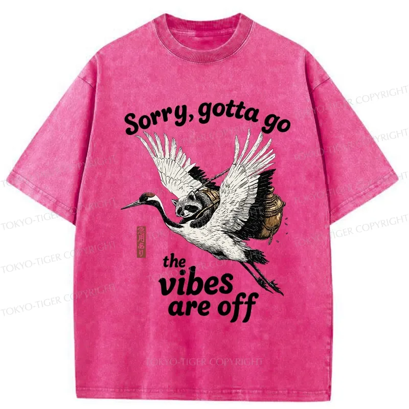 Tokyo-Tiger Raccoon Lying On The Red-Crowned Crane Washed T-Shirt