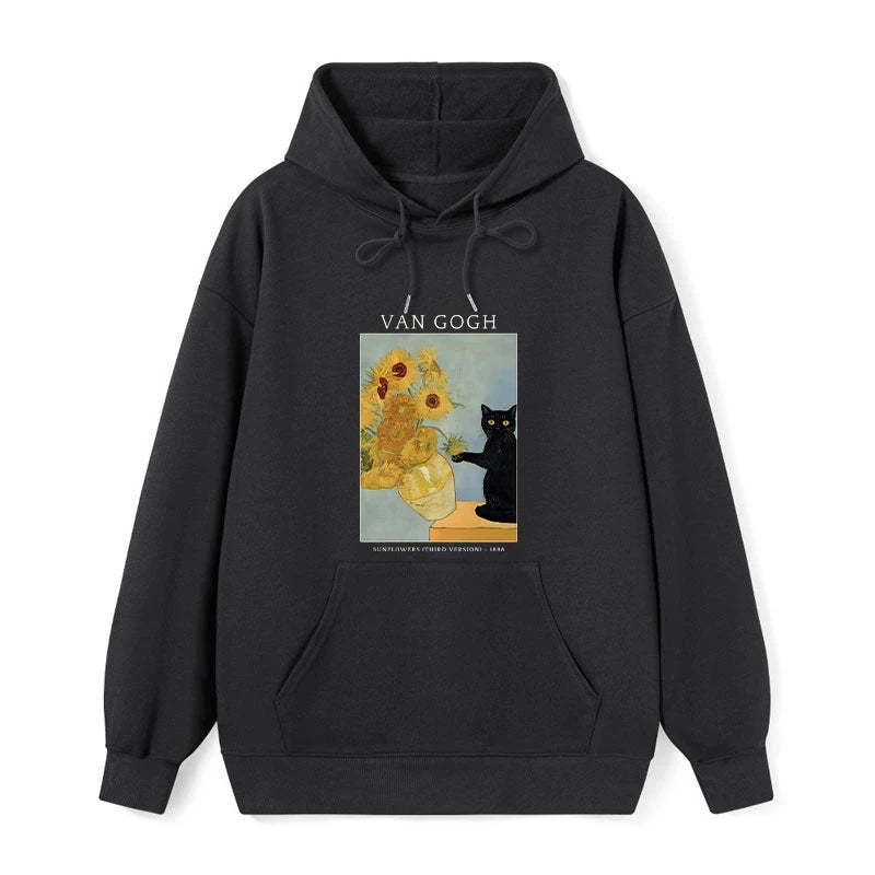 Tokyo-Tiger Black Cat With Sunflowers Classic Hoodie