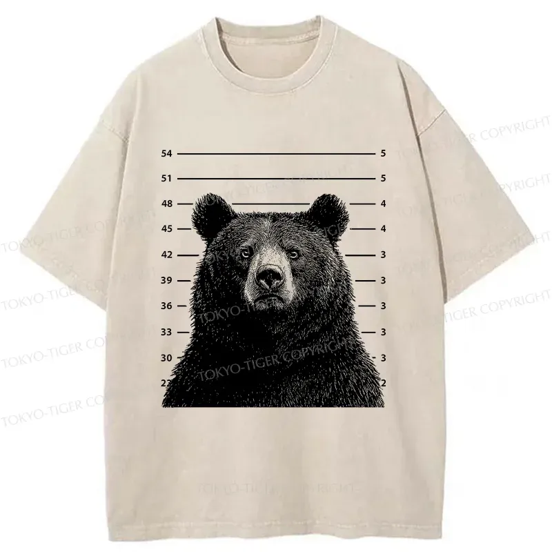 Tokyo-Tiger Arrested Bear Funny Washed T-Shirt