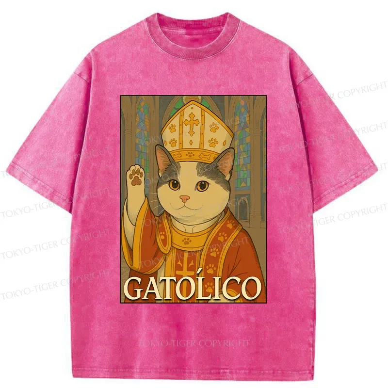 Tokyo-Tiger Pope Cat Washed T-Shirt