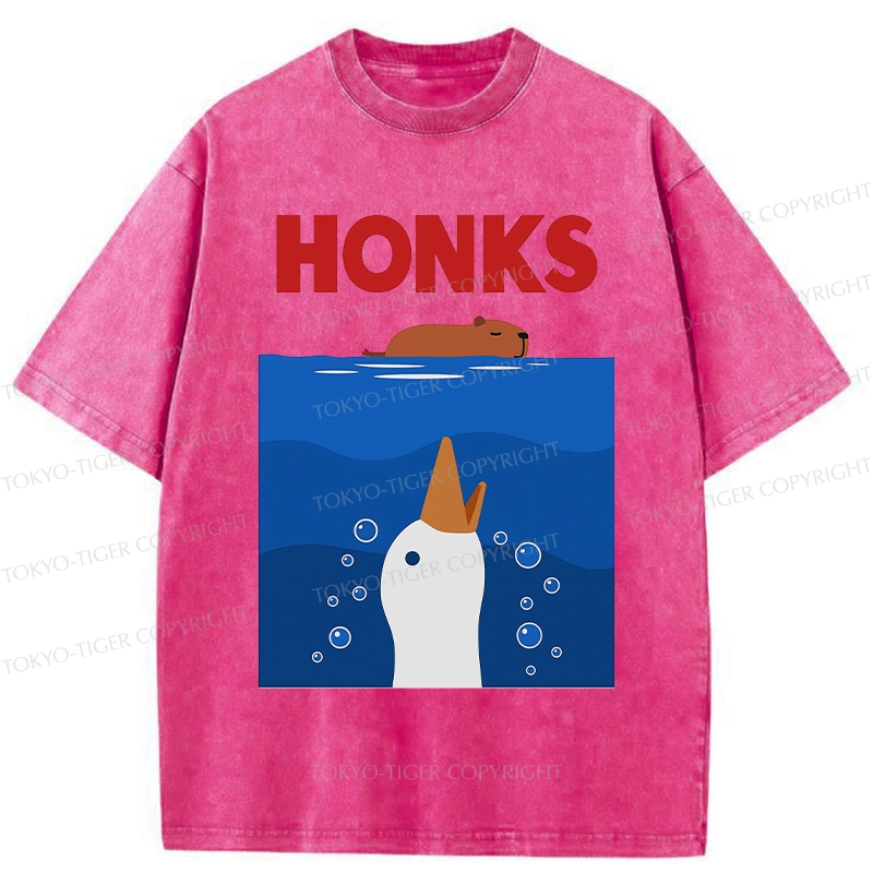 Tokyo-Tiger Funny Honks Goose Washed T-Shirt
