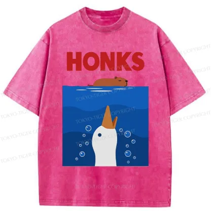 Tokyo-Tiger Funny Honks Goose Washed T-Shirt