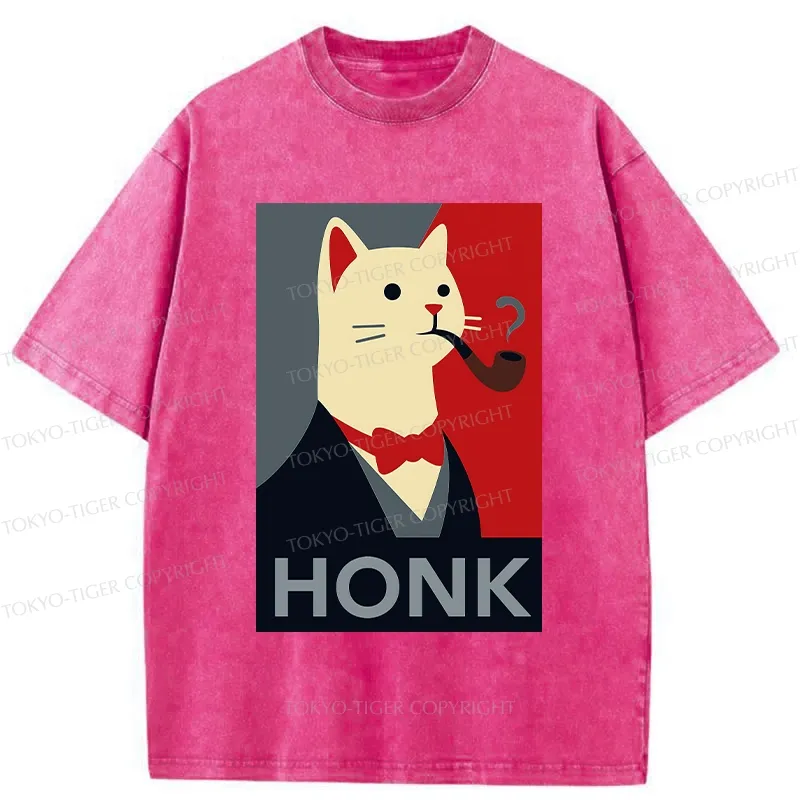 Tokyo-Tiger Funny Cat In A Suit Washed T-Shirt