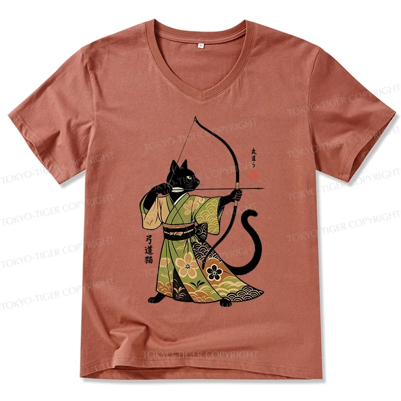 Tokyo-Tiger Japan Cat Archery V-Neck Classic T-Shirt