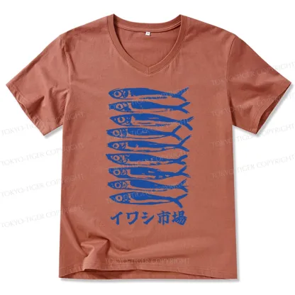 Tokyo-Tiger Sardine Market V-Neck Classic T-Shirt