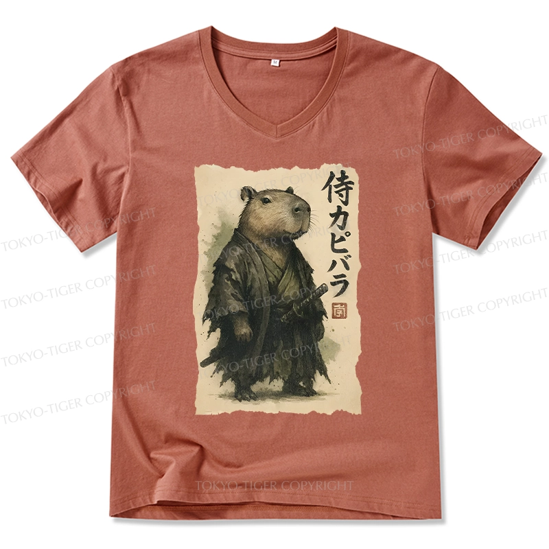 Tokyo-Tiger Capybara Samurai V-Neck Classic T-Shirt