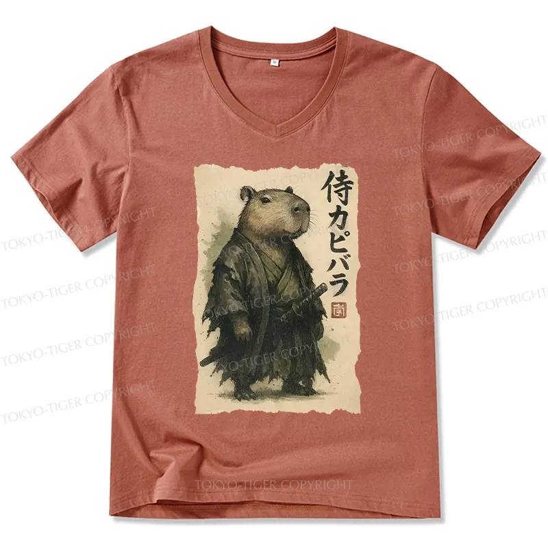 Tokyo-Tiger Capybara Samurai V-Neck Classic T-Shirt