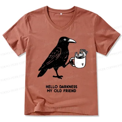 Tokyo-Tiger Crow Drinking Black Coffee Funny V-Neck Classic T-Shirt