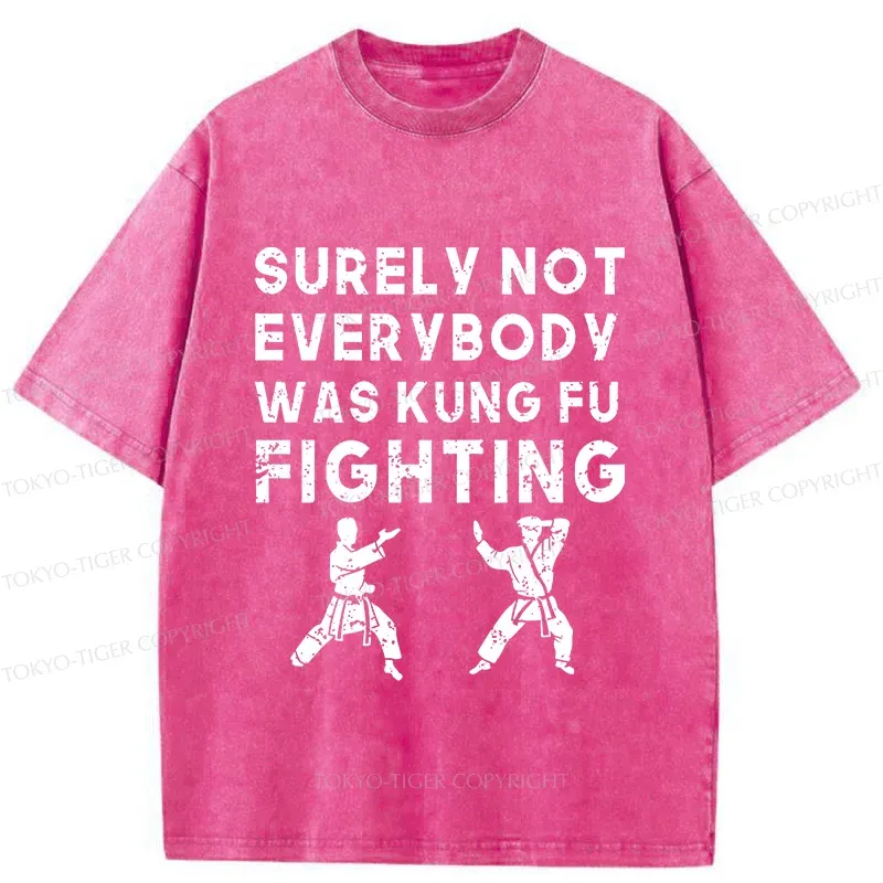 Tokyo-Tiger Funny Kung Fu Washed T-Shirt