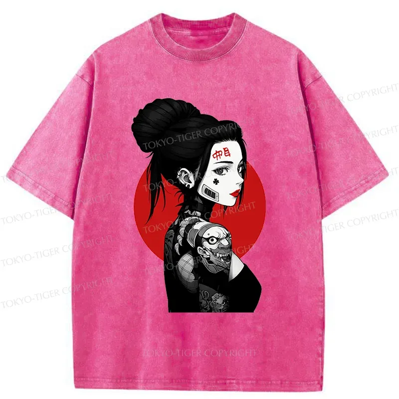Tokyo-Tiger Mechanical Woman Washed T-Shirt