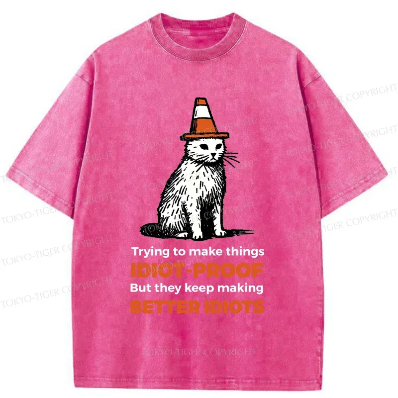 Tokyo-Tiger Stupid Cat Washed T-Shirt