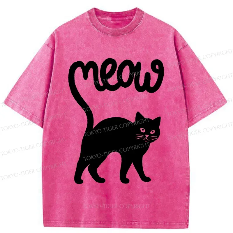 Tokyo-Tiger Funny Cat Tail Washed T-Shirt