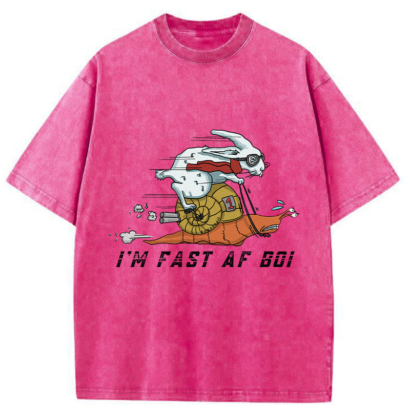 Tokyo-Tiger Funny Rabbit Riding A Snail Washed T-Shirt