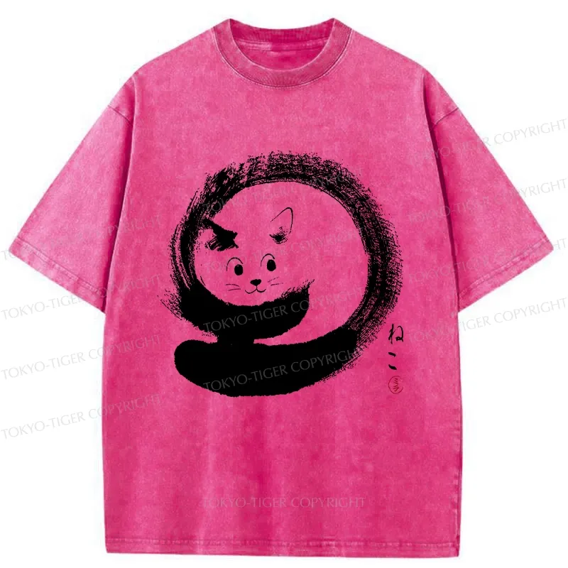 Tokyo-Tiger Retro Cat Enso Washed T-Shirt