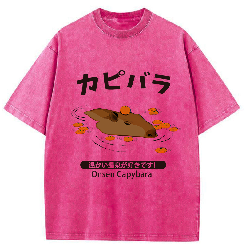 Tokyo-Tiger Onsen Capybara Washed T-Shirt