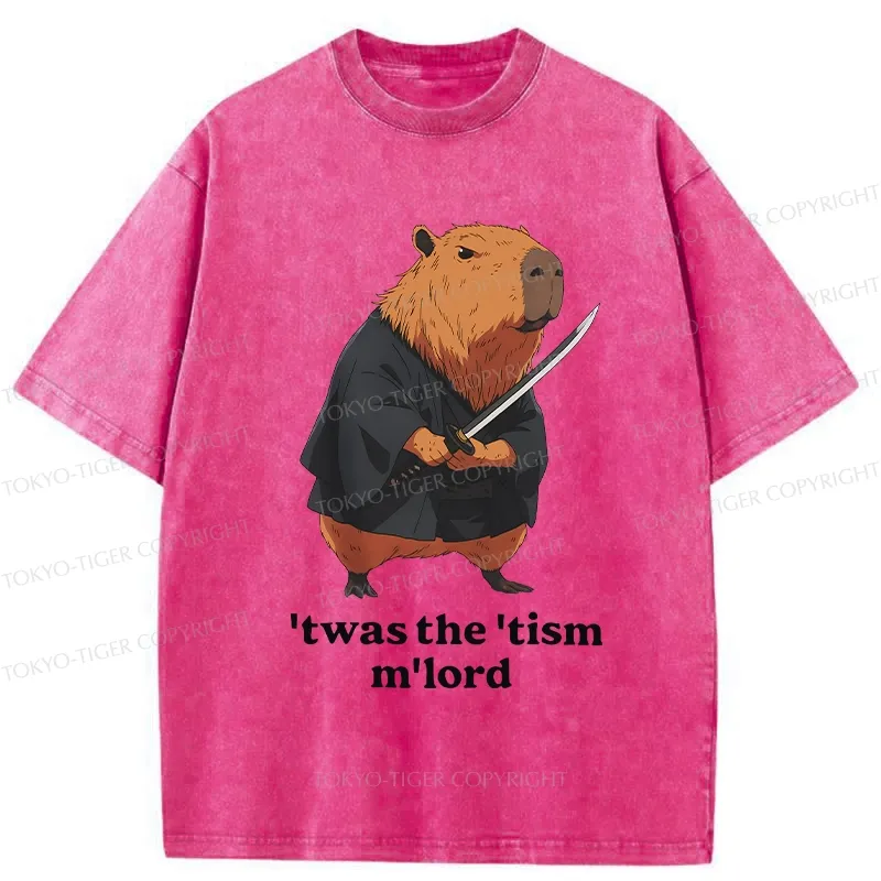 Tokyo-Tiger Focused Samurai Capybara Washed T-Shirt