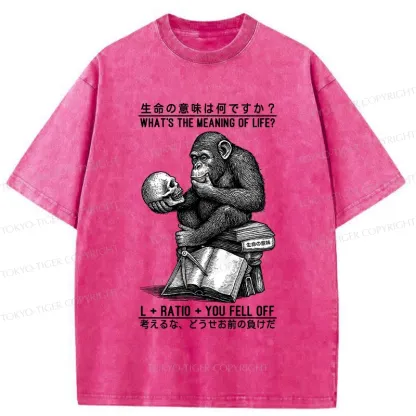 Tokyo-Tiger What's The Meaning Of Life? Washed T-Shirt