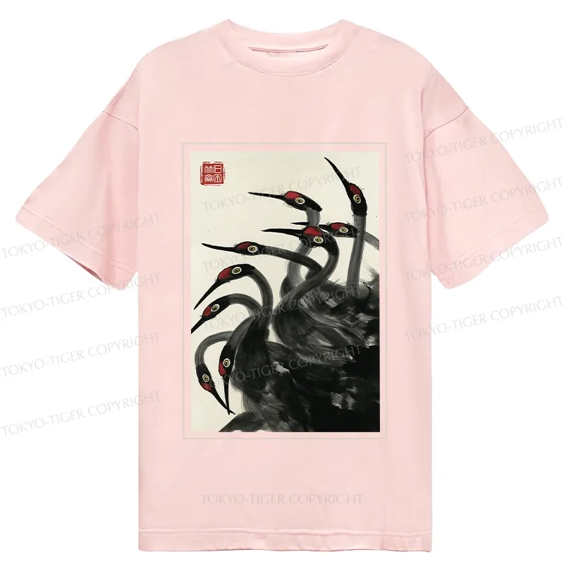 Tokyo-Tiger Retro Red Crowned Crane Classic T-Shirt